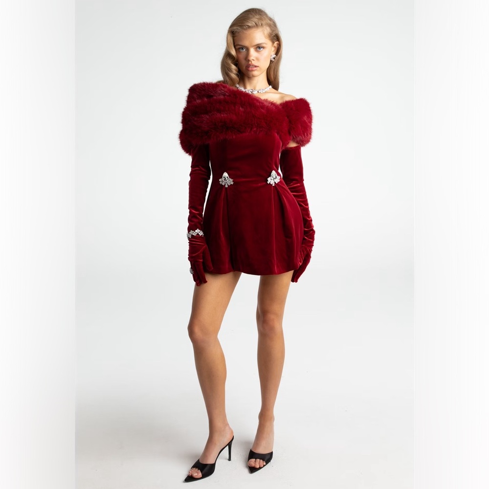 Simone Velvet Dress (red)